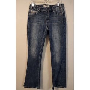 Rock and Roll Cowgirl Mid Rise Sz 29x30 Bootcut Thick Stitch Denim Jeans